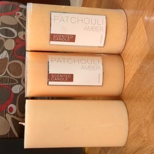 3 Patchouli Amber Scented Candles // brand new